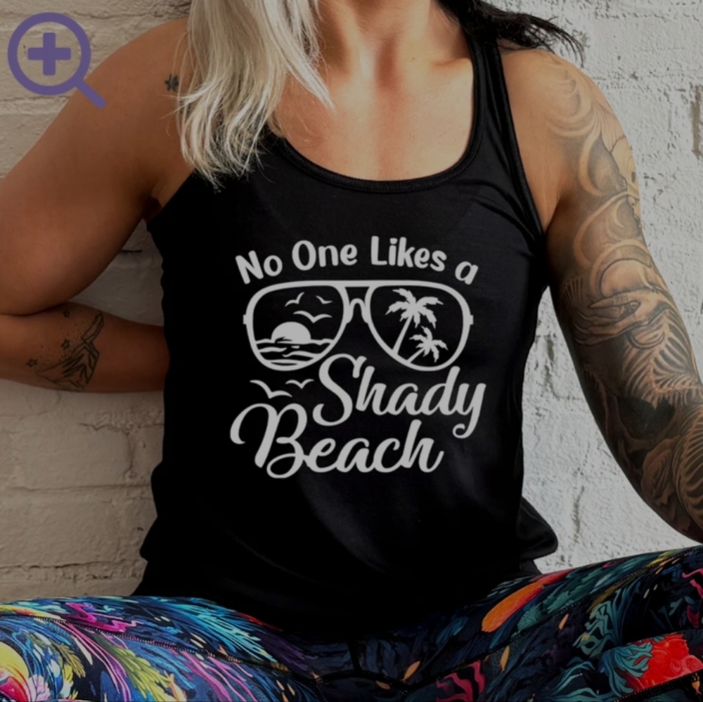 Constantly Varied Gear CVG NO ONE LIKES A SHADY BEACH  flowy racerback tank top.